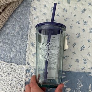Starbucks Transparent Tumbler with Dark Purple Straw